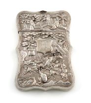 A late-19th century Chinese silver card case, by Kwong Man Shing circa 1880, rectangular form,