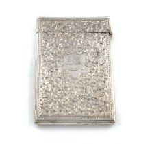 A Victorian engraved silver card case, by George Unite, Birmingham 1884, rectangular form,