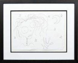 Tim Burton (b.1958) Character study Ink on paper 21cm x 29.5cm Together with a signed letter in