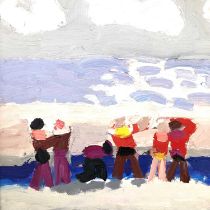 † Julian Bailey (b.1963) On Chesil Beach Signed with initials JB (lower right) Oil 45 x 50cm