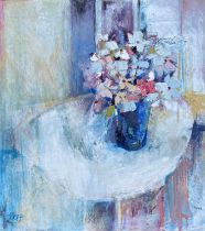 Emma Haggas (b.1963) Flowers on a Table Signed with initials ECH (to image) and further signed (to