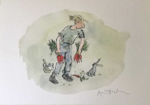 Sir Quentin Blake CH, CBE, FRSL, FCSD, RDI (b.1932) In the Garden Signed (in pencil lower right)