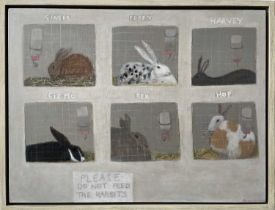 Emma McClure (b.1962) Rabbits boarding at Freightliners Farm Signed (lower right) Oil on linen 76