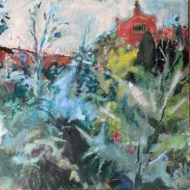 Kate Corbett Winder (b.1956) Cardoon Overload Signed with initials KCW (lower left) Oil on board