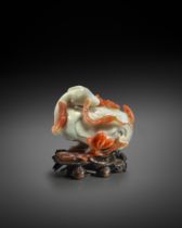 A FINE CHINESE CHALCEDONY 'MANDARIN DUCK' WATERPOT AND COVER 18TH CENTURY Formed as a Mandarin