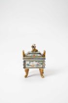A SMALL CHINESE RECTANGULAR-SECTION INCENSE BURNER AND COVER 18TH/EARLY 19TH CENTURY The sides
