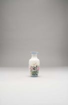 A CHINESE FAMILLE ROSE EGGSHELL PORCELAIN VASE REPUBLIC PERIOD Painted in enamels with a black and