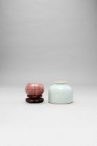 A CHINESE PEACHBLOOM WATERPOT AND A CELADON WATERPOT 19TH CENTURY The former of lobed form, the