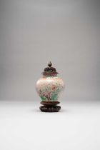 A CHINESE WUCAI BALUSTER VASE QING DYNASTY Painted in coloured enamels with birds amongst peonies