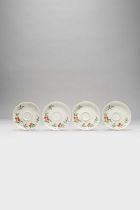 A SET OF FOUR CHINESE 'PEACH' CUP STANDS QING DYNASTY Each painted with trailing fruiting