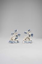 TWO JAPANESE HIRADO BLUE AND WHITE MODELS OF MONKEYS MEIJI ERA, 19TH CENTURY The two groups depicted