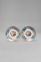 TWO JAPANESE IMARI DISHES EDO PERIOD, C.1700 Both with a foliate rim and decorated in underglaze