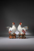 A PAIR OF JAPANESE ARITA MODELS OF HENS EDO PERIOD, 1670-1730 Both crisply moulded with long tail