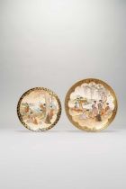 TWO JAPANESE SATSUMA DISHES MEIJI ERA, 19TH/20TH CENTURY Both painted with figures, in an interior