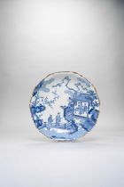 A LARGE JAPANESE BLUE AND WHITE DISH EDO PERIOD, 1670-90 The foliate dish decorated in underglaze