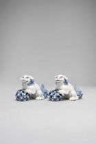 A PAIR OF HIRADO MODELS OF SHISHI MEIJI ERA, 19TH CENTURY The lion dogs depicted baring their teeth,