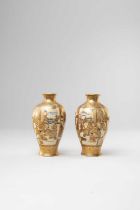 A PAIR OF JAPANESE SATSUMA VASES BY GYOKUZAN MEIJI ERA, 19TH/20TH CENTURY Each decorated in gilt and