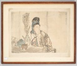 ANONYMOUS BEAUTY AT HER DESK PROBABLY MEIJI, 19TH CENTURY A Japanese painting, ink and colour on