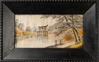 A PAIR OF JAPANESE SILK EMBROIDERIES MEIJI ERA, 19TH/20TH CENTURY Both of rectangular shape and