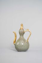 A TALL KOREAN SANGGAM INLAID CELADON EWER KORYO DYNASTY, 12TH/13TH CENTURY The bottle of double-