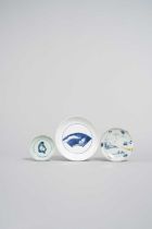 THREE JAPANESE BLUE AND WHITE PIECES 17TH CENTURY Comprising: a small dish decorated with a rabbit