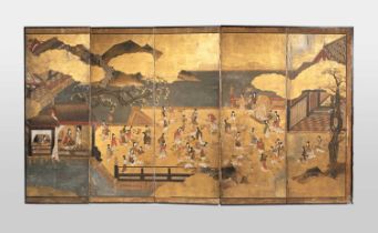 KANO SCHOOL FURYUJIN (ELEGANT BATTLES) AT THE CHINESE COURT EDO PERIOD, 17TH/18TH CENTURY A Japanese