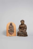 TWO JAPANESE BUDDHIST FIGURES EDO AND LATER, 17TH CENTURY AND LATER The smallest fashioned in