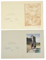 Her Majesty Queen Elizabeth II and Prince Philip: two signed Christmas greetings cards, 1962 and