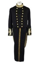 A Royal Navy Lieutenant Commander's dress uniform, double-breasted tailcoat with gilt buttons and