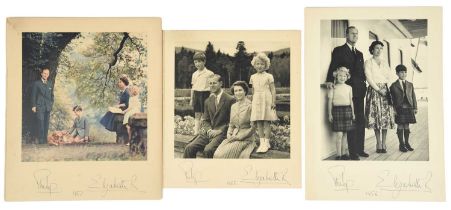 Her Majesty Queen Elizabeth II and Prince Philip: a signed Christmas greetings card, 1955, the Royal