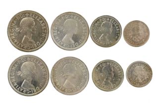 Elizabeth II, two silver maundy sets, each fourpence to penny, each 1961 (S 4131), light toning