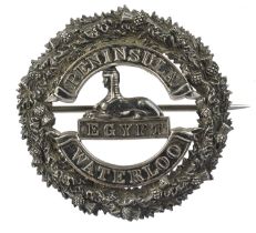 The Queen's Own Cameron Highlanders: a Victorian officer's silver plaid brooch, a thistle wreath