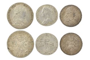 British Hanoverian silver coins (3): George II, sixpence, 1758, old bust, rev. plain angles (S