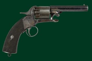 A 120 bore six-shot Webley patent third model percussion revolver, sighted octagonal barrel 4 in.,