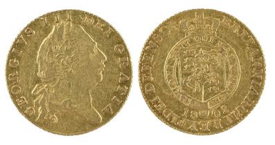 George III, gold half guinea, 1802, sixth head (S 3736), near very fine. 20.24mm diameter