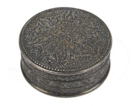 Brigadier General Thomas Palmer: an Indian silver repoussé box, of lidded circular form, the