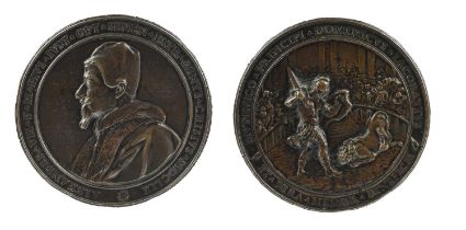 Papal States: Alexander VII (Fabio Chigi, Pope 1655-1667), a cast bronze medal, 98mm, robed and