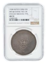 China - Republic: silver dollar, 1928 dated, Chang Tso Lin fantasy imitative type, slabbed, graded