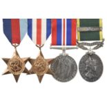 The very interesting and scarce Second World War P.O.W. group of four medals to Lieutenant Ernest