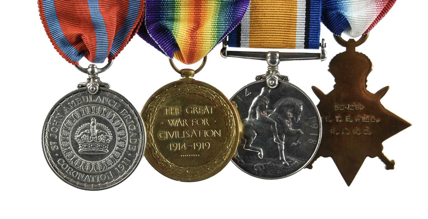Four medals to Private Thomas E. Hill, Royal Army Medical Corps and St John Ambulance Brigade: - Image 2 of 2