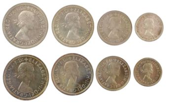 Elizabeth II, two silver maundy sets, each fourpence to penny, 1962 and 1963 (S 4131), light