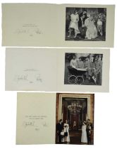 Her Majesty Queen Elizabeth II and Prince Philip: three signed Christmas greetings cards, 1964, 1965