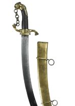 An early 19th century military sword, curved blade 26.5 in., British inspection mark of '1'