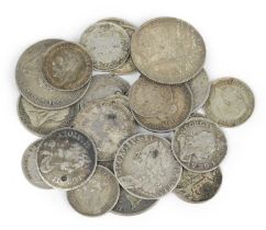 A small quantity of English and British silver coins, including: Charles II, fourpence, 1683 (S