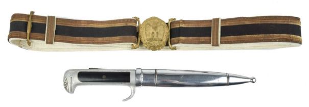 An Italian fascist dress dagger, blade 6.75 in., sharp edge to the back and 5 in. 'false' edge to