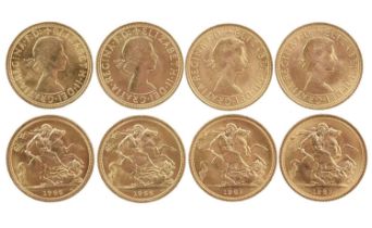 Elizabeth II, gold sovereigns (4), 1966 (2), 1967 (2) (S 415), extremely fine. [4] 22mm diameter