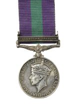 A General Service Medal 1918-62, George VI (Ind Imp), clasp: Palestine 1945-58 (1656289 PTE. R.