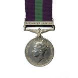 A General Service Medal 1918-62, George VI (Ind Imp), clasp: Palestine 1945-48 (14081279 CPL. J.