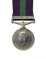 A General Service Medal 1918-62, George VI (Ind Imp), clasp: Palestine 1945-48 (14081279 CPL. J.