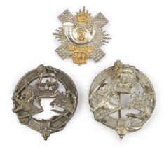 A post 1902 officer's gilt and silver-plated shako badge of the Highland Light Infantry, together